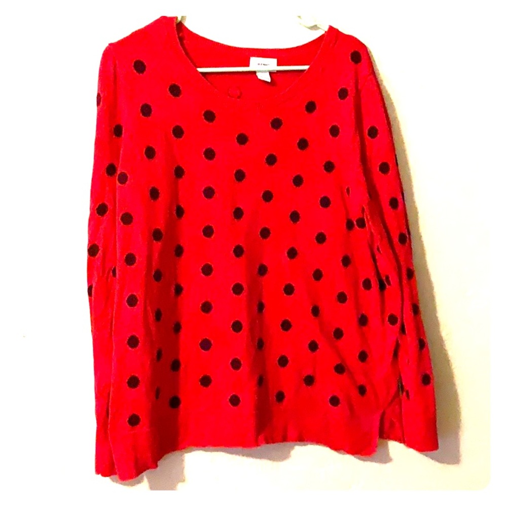 Red and black polka dot sweater